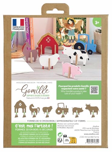 GOMILLE - Bauernhoftier-Set – Form aus Holz zum Zusammenbauen – Spielzeug für Kinder ab 3 Jahren – kreatives Lernspiel – hergestellt in Frankreich von GOMILLE