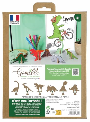 GOMILLE - Dinosaurier-Set – Form aus Holz zum Zusammenbauen – Spielzeug für Kinder ab 3 Jahren – kreatives Lernspiel – hergestellt in Frankreich von GOMILLE
