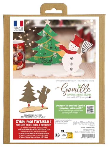 GOMILLE SAPIN/Schneemann – Deko 3D PEFC-zertifiziert 100% – Kreativset für die Freizeit in Holzform zum Bemalen Kinder Weihnachten GOMILLE SAPIN/Schneemann – Deko 3D PEFC-zertifiziert 100% – Kreativset für die Freizeit in Holzform zum Bemalen Kinder Weihnachten von GOMILLE