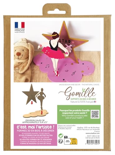 GOMILLE Tänzerin/Stern – Deko 3D PEFC zertifiziert 100% – Kreativset Freizeit Form aus Holz zum Bemalen Kinder von GOMILLE