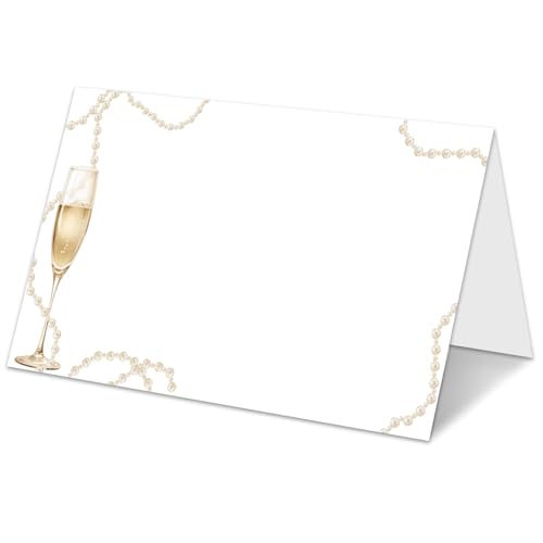 Platzkarten für Champagnerhochzeit, gefaltete Zeltkarten, Sitzkarten für Brautparty, Jahrestag, Verlobung, Essen, Namenskarte für Empfang, Party-Dekoration, 25 Stück (A04) von GOODBANER