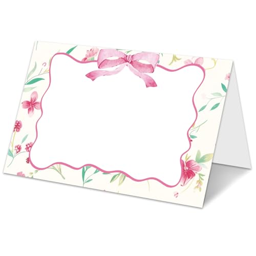 Tischkarten für Hochzeiten, gefaltete Zeltkarten, Sitzkarten für Brautparty, Babyparty, Geburtstag, Essen, Namenskarte für Babyparty, Empfang, Party-Dekoration, Rosa, 25 Stück (A01) von GOODBANER