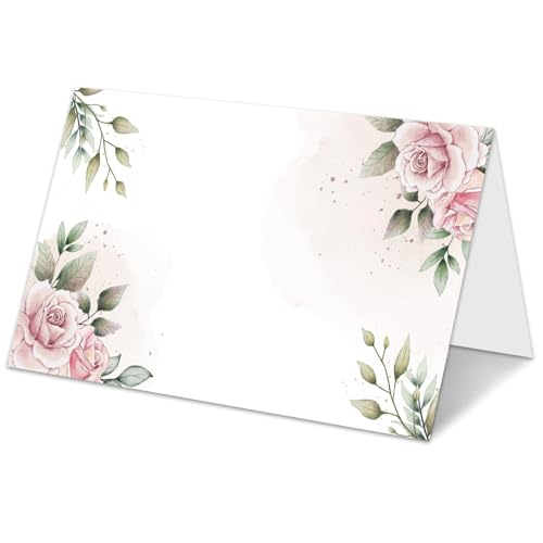Tischkarten für Rosenhochzeit, gefaltete Zeltkarten, Sitzkarten für Brautparty, Babyparty, Geburtstag, Lebensmittel-Namenskarte für Babyparty, Empfang, Party-Dekoration, 25 Stück (A02) von GOODBANER
