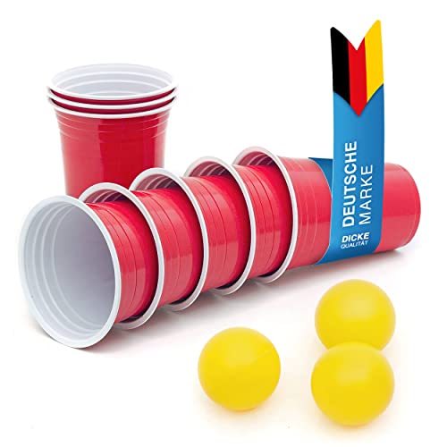 100 Stück Rote Partybecher; Wiederverwendbare Getränkebecher Red Cups Beer-Pong Saufbecher Trinkbecher 16oz Kunststoff Party-Becher Plastikbecher; Set inkl. 3 Tischtennis-Bälle & Bierpong Anleitung 100 Stück Rote Partybecher; Wiederverwendbare Getränkebecher Red Cups Beer-Pong Saufbecher Trinkbecher 16oz Kunststoff Party-Becher Plastikbecher; Set inkl. 3 Tischtennis-Bälle & Bierpong Anleitung von GOODS+GADGETS