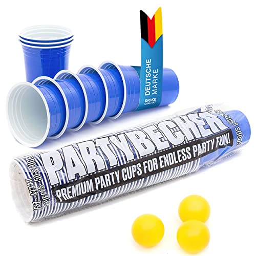 50 Stück Blaue Partybecher; Wiederverwendbare Getränkebecher Blue Cups Trinkbecher 16 oz Kunststoff Party Becher Plastikbecher - Set inkl. 3 Tischtennis-Bälle 50 Stück Blaue Partybecher; Wiederverwendbare Getränkebecher Blue Cups Trinkbecher 16 oz Kunststoff Party Becher Plastikbecher - Set inkl. 3 Tischtennis-Bälle von GOODS+GADGETS