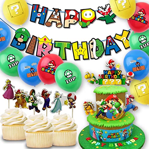 GOOGIT Kuchendekoration und Cupcake-Topper für Geburtstagsfeiern und Kinder (44 Stück - Super Mario 2) von GOOGIT
