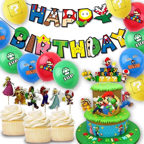 GOOGIT Kuchendekoration und Cupcake-Topper für Geburtstagsfeiern und Kinder (44 Stück - Mario2) von GOOGIT