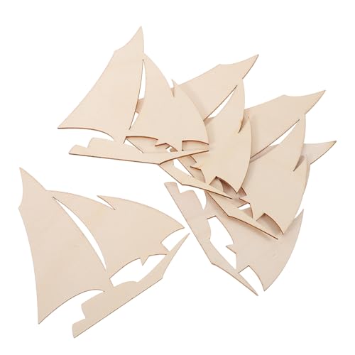 GOOHOCHY 10 Stück Holz Segelboot Dekorationen Unvollendete Bastel Accessoires für Nautische Themen für DIY Projekte Stranddeko und Kreative Feste von GOOHOCHY