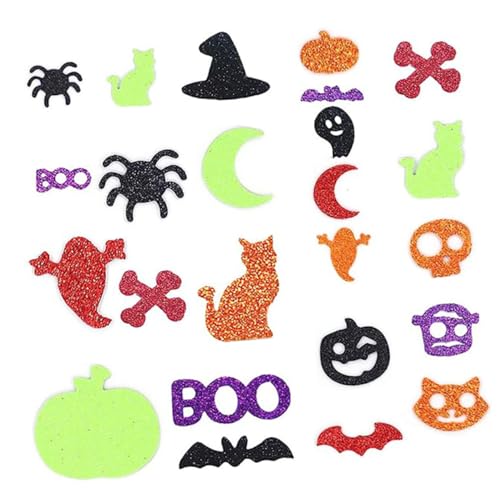 GOOHOCHY 100 Stück Halloween Glitzer Foam Sticker Selbstklebend Dekorative Aufkleber für Party Deko Bastelprojekte Fenster Tür Wand Zubehör GOOHOCHY 100 Stück Halloween Glitzer Foam Sticker Selbstklebend Dekorative Aufkleber für Party Deko Bastelprojekte Fenster Tür Wand Zubehör von GOOHOCHY