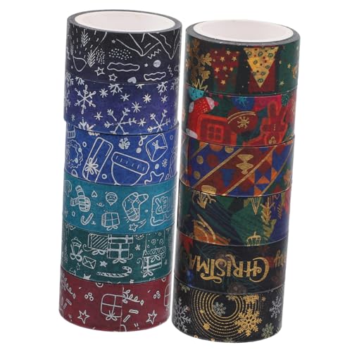 GOOHOCHY 12 Rollen Weihnachts Heißpräge Und Silber Washi Tape Handdekor Klebeband Goldenes Weihnachts Geschenkband Xmas Scrapbook Klebeband Dekoratives Deko Klebeband Japanisches von GOOHOCHY