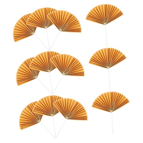 GOOHOCHY 16 Stück Papier Faltfächer Kuchenstecker Tortendeko für Geburtstagsfeiern Cupcake Picks und Kreative Kuchenaufsätze für Festliche Anlässe von GOOHOCHY
