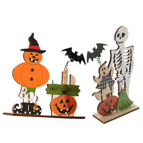 GOOHOCHY 2 Stück Teiliges Halloween Tischdekor aus Holz mit Skelett und Kürbis Fröhliche Festtagsdekoration für Partys und Veranstaltungen für Unvergessliche Fotos und GOOHOCHY 2 Stück Teiliges Halloween Tischdekor aus Holz mit Skelett und Kürbis Fröhliche Festtagsdekoration für Partys und Veranstaltungen für Unvergessliche Fotos und von GOOHOCHY