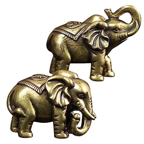 GOOHOCHY 2 Stück Vintage Messing Elefant Ornament Elefantenförmige Figur Zur Dekoration Kreative Schreibtischdekoration von GOOHOCHY