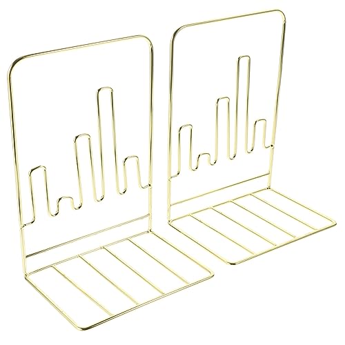 GOOHOCHY 2Stücke Geometrische Buchstützen aus Metall rutschfeste Buchenden für Büro und Zuhause Stabiler Bücherhalter für Schreibtisch und Regal Design für DVDs von GOOHOCHY