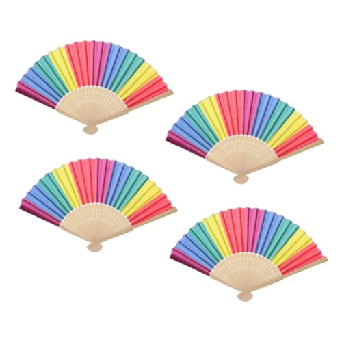GOOHOCHY 4 Stück Faltbare Fächer aus Fotorequisiten für Partys Bühnenaufführungen und Dekoration Regenbogen von GOOHOCHY