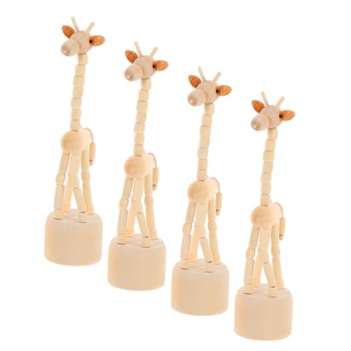 GOOHOCHY 4 Stück Handgefertigte Tierfiguren aus Holz Portable Holzskulpturen für Kreative Raumdekoration und Reisebegleiter von GOOHOCHY