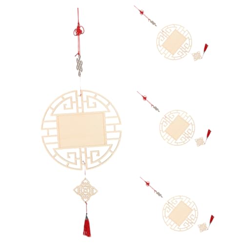 GOOHOCHY 4 Stück Holz Wandanhänger Unbehandelt zum Bemalen Chinesischer Knoten Glücksbringer Frühjahrsfest Dekoration DIY Bastelset für Klassenzimmer und Flur Einfache Montage Langlebig von GOOHOCHY