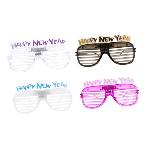 GOOHOCHY 4 Stück LED Partybrille für Neujahr Lustige mit Kreativem Design Geeignet für Partys und Feierlichkeiten aus Robustem Bequem und Sofort Einsatzbereit Zufällige von GOOHOCHY