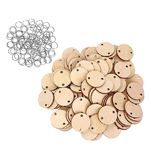 GOOHOCHY 50 Stück Runde Holzstücke Für Kalender Holzspäne Kalender-erinnerung Für Basteln Und Dekoration von GOOHOCHY
