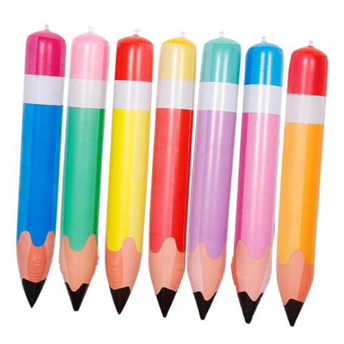 GOOHOCHY 7 Stück Teiliges Aufblasbare Bleistifte Bunte PVC Dekoration für Schulanfang Klassenzimmer Accessoires Gelb Orange Blau Grün Rot von GOOHOCHY