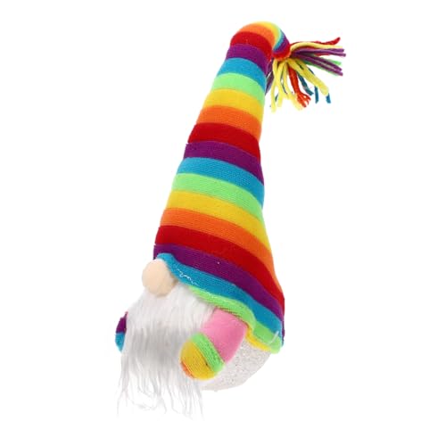 GOOHOCHY Bunte Lichtpuppe Gesichtslose Puppenverzierung Bunte Wichtelpuppe Kleidung GNOME Puppendekore Gnomenpuppe Mit Lampe Regenbogenzwergpuppe Wohnkultur Gnom Puppe Rosa Stoff von GOOHOCHY