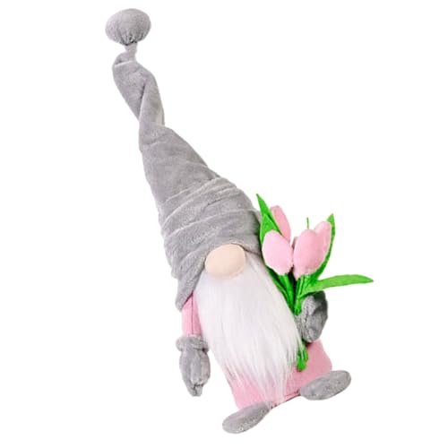 GOOHOCHY Frühling GNOME Desktop Dekoration Niedliche GNOME Puppe für Muttertag und Festliche Anlässe als Tischdeko und Foto Requisite Graue Ausführung von GOOHOCHY