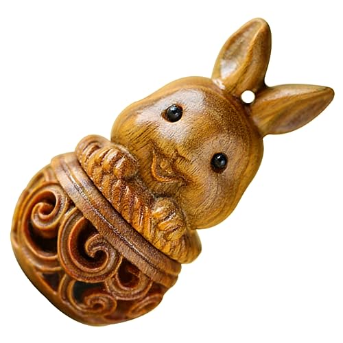 GOOHOCHY Gravierte Holzperlen Halter Hase Schlüsselanhänger Dekoration für Aromatherapie Grünem Sandelholz Anhänger für Bastelprojekte und GOOHOCHY Gravierte Holzperlen Halter Hase Schlüsselanhänger Dekoration für Aromatherapie Grünem Sandelholz Anhänger für Bastelprojekte und von GOOHOCHY