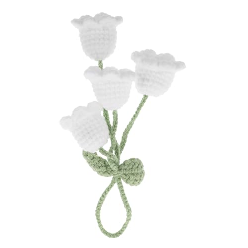 GOOHOCHY Häkelblumen Autoanhänger für Rückspiegel Handgefertigtes mit Einfachem Hakendesign Kreative Garnkunst für Autozubehör Weißes Blumendekor für Individuelles Styling von GOOHOCHY