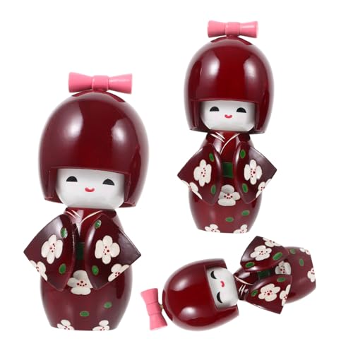 GOOHOCHY Japanisches Kimono-Puppen-Set Aus Holz Blüten Kirschblüten- Japanisches Handwerk Heimdekoration von GOOHOCHY