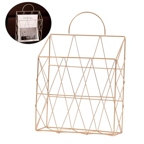GOOHOCHY Wandmontierter Zeitschriftenhalter Griff Goldene Aufbewahrungskorb für Bücher Zeitungen und Dokumente für Büro und Wohnzimmer GOOHOCHY Wandmontierter Zeitschriftenhalter Griff Goldene Aufbewahrungskorb für Bücher Zeitungen und Dokumente für Büro und Wohnzimmer von GOOHOCHY