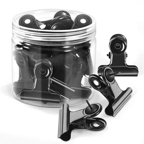 Pinnnadeln aus Metall mit Clips, schwarz, Bulldoggen-Clips mit Nadeln, Reißnägel für Pinnwand, Korktafel, Kabinenwand für Klassenzimmer, Schule, Büro, keine Löcher für Papier, 30 Stück Pinnnadeln aus Metall mit Clips, schwarz, Bulldoggen-Clips mit Nadeln, Reißnägel für Pinnwand, Korktafel, Kabinenwand für Klassenzimmer, Schule, Büro, keine Löcher für Papier, 30 Stück von GOOLADA
