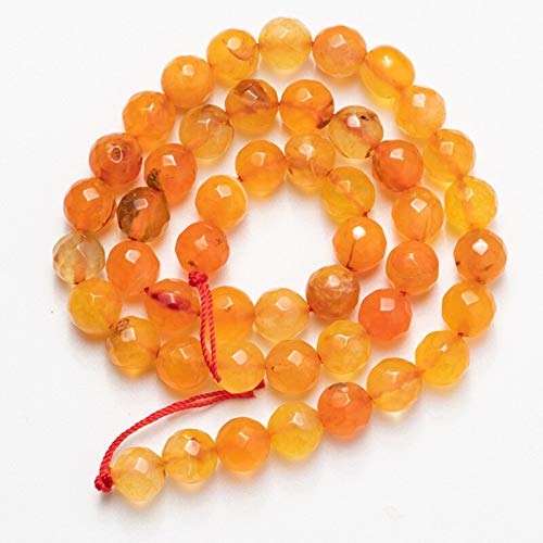 Facettierte orangefarbene Feuerachate, Natursteinperlen, lose Perlen for die Schmuckherstellung, 6 mm, 8 mm, 10 mm, Halskette, Armband, Ohrringe, DIY –) Natürliche Steine (Color : Orange, Size : 6mm von GOPABO