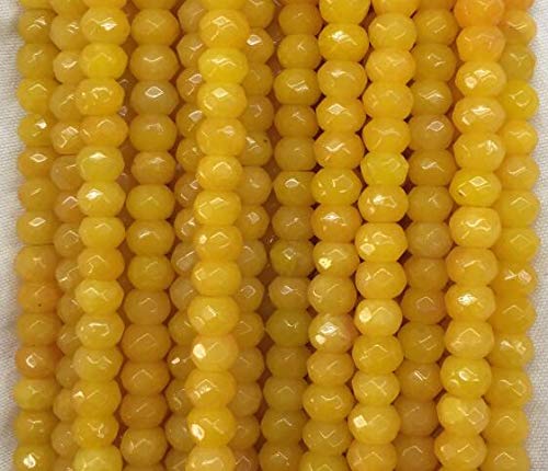 Große geschliffene Saphire Natursteinperlen for 4x6/5x8MM Schmuckherstellung Frauen DIY Armband Gelbe Farbe Rondelle Facettierte Perlen - Natürliche Steine (Color : Yellow, Size : 5x8MM) von GOPABO