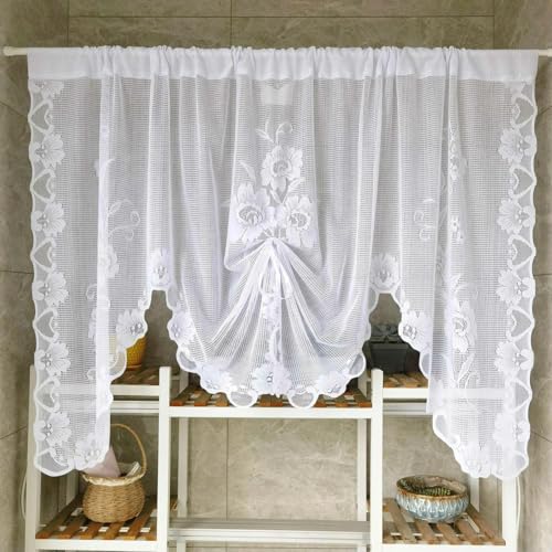 GOPEO 1 Stück weiße Spitze Kurze Vorhänge für Küche, Café, Arbeitszimmer, Dekor, kleine Fenster, Vorhänge, Träger, Krawatten, Vorhänge GOPEO 1 Stück weiße Spitze Kurze Vorhänge für Küche, Café, Arbeitszimmer, Dekor, kleine Fenster, Vorhänge, Träger, Krawatten, Vorhänge von GOPEO