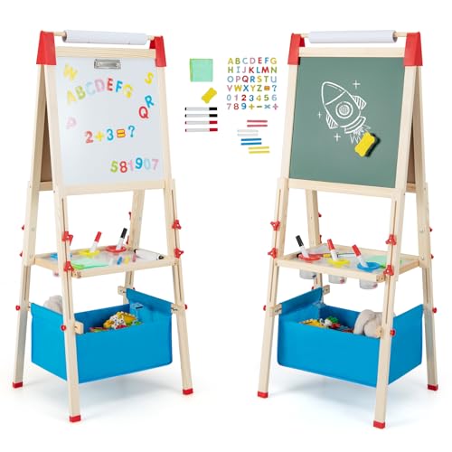 GOPLUS 3-in-1 Staffelei für Kinder, doppelseitige Kindertafel mit magnetischem Whiteboard, Papierrolle, Ablage & Malzubehör, höhenverstellbare Standtafel mit Aufbewahrungstasche für Kinder 3-8 Jahren GOPLUS 3-in-1 Staffelei für Kinder, doppelseitige Kindertafel mit magnetischem Whiteboard, Papierrolle, Ablage & Malzubehör, höhenverstellbare Standtafel mit Aufbewahrungstasche für Kinder 3-8 Jahren von GOPLUS