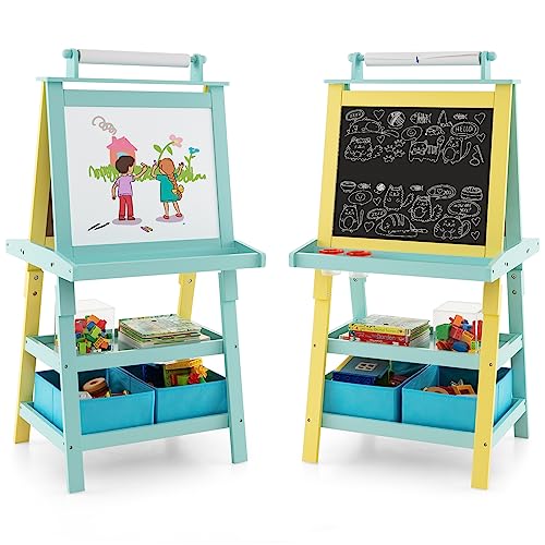 GOPLUS 3 in 1 Standtafel für Kinder, Magnetisches Whiteboard & Kreidetafel, Doppelseitiger Staffelei mit Aufbewahrungsbox, Maltafel, Schreibtafel, Kindertafel ink. Malpapier und Magneten (Blau+Gelb) GOPLUS 3 in 1 Standtafel für Kinder, Magnetisches Whiteboard & Kreidetafel, Doppelseitiger Staffelei mit Aufbewahrungsbox, Maltafel, Schreibtafel, Kindertafel ink. Malpapier und Magneten (Blau+Gelb) von GOPLUS