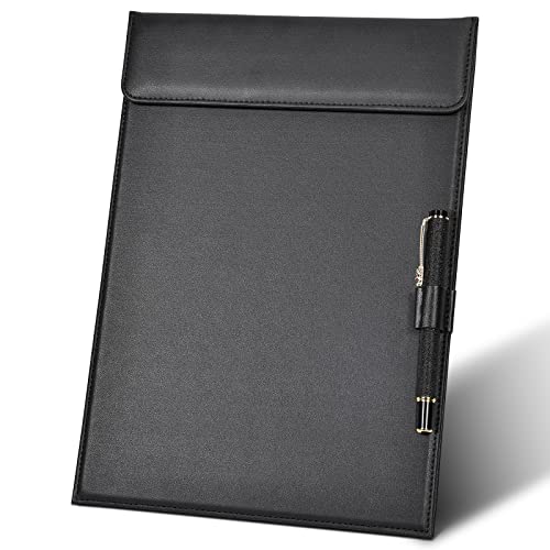 GORESE Klemmbrett A4 Leder Schreibbrett A4 Klemmbrettmappe Clipboard Speisekarte mit Magnetisches Clip und Stiftclip für Konferenzmappe Büro Klassenzimmer Restaurant Bar Café von GORESE