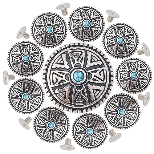 GORGECRAFT 1 Box 10Stk Türkisfarbene Metallknöpfe Mit Schraubverschluss Münze Navajo-Concho-Knopf Synthetischer Ersatz Vintage-Leder Dekorative Schnalle Aus Zinklegierung Für Nähen Dekoration GORGECRAFT 1 Box 10Stk Türkisfarbene Metallknöpfe Mit Schraubverschluss Münze Navajo-Concho-Knopf Synthetischer Ersatz Vintage-Leder Dekorative Schnalle Aus Zinklegierung Für Nähen Dekoration von GORGECRAFT