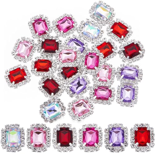 GORGECRAFT 1 Box 30Stk 6 Farben Strass-Knopfverzierungen Mehrfarbige Quadratische Bastel-Strasssteine Flache Kristallknöpfe Mit Flacher Rückseite Zum Nähen von DIY-Kleidung Dekoration Rot Lila Rosa GORGECRAFT 1 Box 30Stk 6 Farben Strass-Knopfverzierungen Mehrfarbige Quadratische Bastel-Strasssteine Flache Kristallknöpfe Mit Flacher Rückseite Zum Nähen von DIY-Kleidung Dekoration Rot Lila Rosa von GORGECRAFT