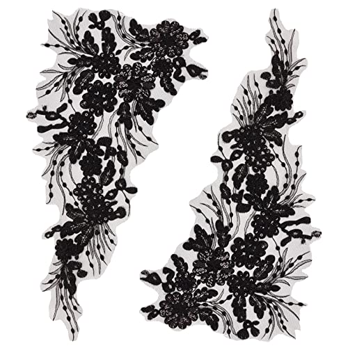 GORGECRAFT 1 Paar 3D-Blumenstickerei Spitzenstoff Schwarzer Paillettenbandbesatz Bestickte Perlen Blumenapplikation Aufnäher Glitzer Nähen Ornament Paillette DIY-Kostümzubehör Für Braut Hochzeit GORGECRAFT 1 Paar 3D-Blumenstickerei Spitzenstoff Schwarzer Paillettenbandbesatz Bestickte Perlen Blumenapplikation Aufnäher Glitzer Nähen Ornament Paillette DIY-Kostümzubehör Für Braut Hochzeit von GORGECRAFT