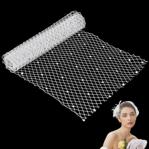 GORGECRAFT 1 m Strass-Netzstoff 21 cm Breit Vogelkäfig-Brautschleier Französisches Rauten-Stirnband Millinery-Braut-Haarnetz Kopfschmuck Hut-Dekoration Für Frauen Und Mädchen Hochzeit Teeparty Weiß GORGECRAFT 1 m Strass-Netzstoff 21 cm Breit Vogelkäfig-Brautschleier Französisches Rauten-Stirnband Millinery-Braut-Haarnetz Kopfschmuck Hut-Dekoration Für Frauen Und Mädchen Hochzeit Teeparty Weiß von GORGECRAFT