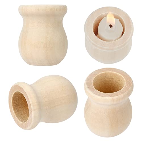 GORGECRAFT 1.3 Inch 10 Stück Unbehandelte Holzkerzenbecher, Leere Kerzenhalter, Holzkerzenhalter, 3/5-Zoll-Loch, Klassiker, Blumenbehälter Für Handmalerei, Basteln, Heimhochzeitsdekorationen von GORGECRAFT
