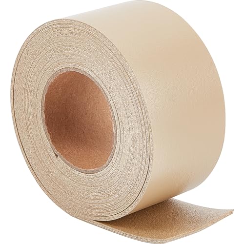 GORGECRAFT 1.5 Zoll Breiter Lederriemen Mit Litschi-Muster 79 Zoll Lange Doppelseitige Kunstlederstreifen Flaches Lederband Für DIY-Bastel Haustierhalsbänder Gürtel Griffe Schmuckherstellung Weizen von GORGECRAFT