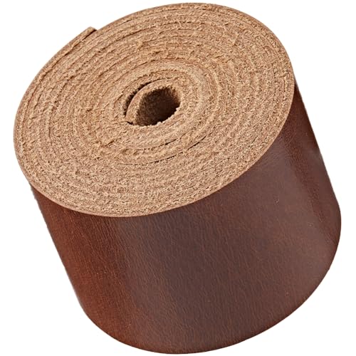 GORGECRAFT 1.6m X 50mm X 2mm Echte Lederblätter (Sienna) Vollnarbenlederband Werkzeugleder Schmuckkordel Flache Rindslederkordel Für Gitarre Gürtel Armband Schmuckherstellung Nähen Geldbörse Ohrringe von GORGECRAFT