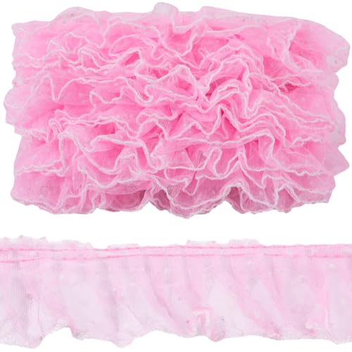 GORGECRAFT 10 Meter Spitzenbesatz Mit Rüschen 6cm Breit Plissiert Besticktes Organza-Spitzenband Applikationen Für Hochzeiten Brautkleider Flicken Kantenbesatz Für DIY-Näharbeiten Kleidung Dekor Rosa GORGECRAFT 10 Meter Spitzenbesatz Mit Rüschen 6cm Breit Plissiert Besticktes Organza-Spitzenband Applikationen Für Hochzeiten Brautkleider Flicken Kantenbesatz Für DIY-Näharbeiten Kleidung Dekor Rosa von GORGECRAFT