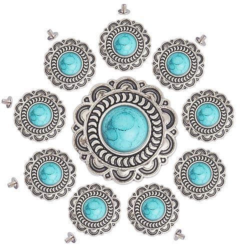 GORGECRAFT 10 Sets Türkisfarbene Knöpfe Knöpfe Mit Schraubverschluss Western-Stil Knospen Gänseblümchen-Knopf Sonnenblume Dekorative Schnalle Vintage-Blumen-Ersatzschnalle Für DIY-Leder Nähen Dekor GORGECRAFT 10 Sets Türkisfarbene Knöpfe Knöpfe Mit Schraubverschluss Western-Stil Knospen Gänseblümchen-Knopf Sonnenblume Dekorative Schnalle Vintage-Blumen-Ersatzschnalle Für DIY-Leder Nähen Dekor von GORGECRAFT