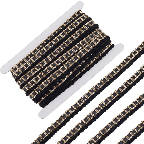 GORGECRAFT 10 Yard 20mm Schwarzes Leder Silberfarbene Metallic-Verzierung Gimp-Zopfbesatz Wolle Dekoratives Glitzerndes Leder-Spitzengewebe Doppelt Genähte Besätze Für Vorhänge Nähen Möbel Kleidung GORGECRAFT 10 Yard 20mm Schwarzes Leder Silberfarbene Metallic-Verzierung Gimp-Zopfbesatz Wolle Dekoratives Glitzerndes Leder-Spitzengewebe Doppelt Genähte Besätze Für Vorhänge Nähen Möbel Kleidung von GORGECRAFT