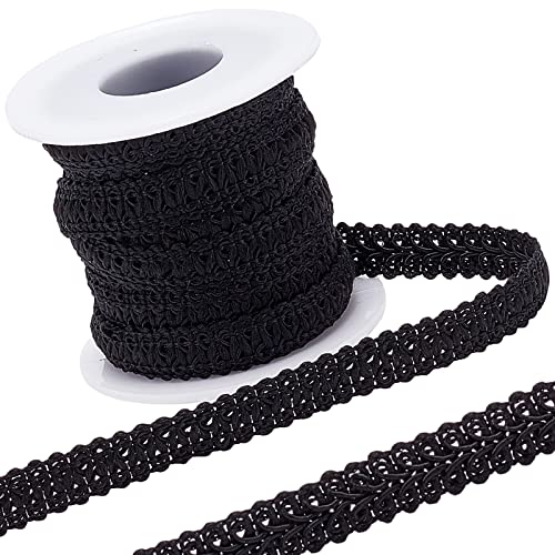 GORGECRAFT 10 Yard Polyester Gewebte Gimpenborte 0.43 Zoll Breit Geflochtene Spitzenborte Tausendfüßler Verziertes Spitzenband Für Kostüm Heimwerken Basteln Nähen Schmuckherstellung(Schwarz) von GORGECRAFT