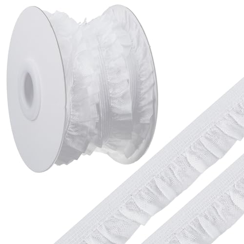 GORGECRAFT 10 Yard Weiß Plissierter Spitzenstoffbesatz Stretch-Rüschenband Gekräuselter Elastischer Besatz Tüllbesatz Stoff-Muschelkantenbesatz Für Kleidung Nähen Verzierung Hochzeitsdekoration GORGECRAFT 10 Yard Weiß Plissierter Spitzenstoffbesatz Stretch-Rüschenband Gekräuselter Elastischer Besatz Tüllbesatz Stoff-Muschelkantenbesatz Für Kleidung Nähen Verzierung Hochzeitsdekoration von GORGECRAFT