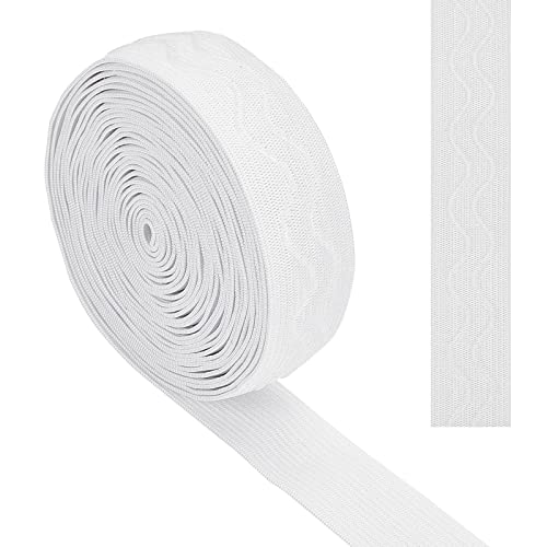 GORGECRAFT 10 Yards Weißes Elastisches Silikon-Gripper Rutschfestes Band Gewellte Weiche Gummis 25mm Elastische Gurtbänder Dehnbare Gewellte Bandschlaufe Für Kleidungsstücke Fahrradhosen Zubehör von GORGECRAFT